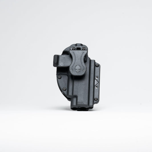 Close-up of Photon Holster retention shell with adjustable tension screws